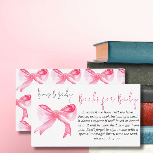 Lint Roze Bows Baby Meisje Boeken Baby shower Game Informatiekaartje