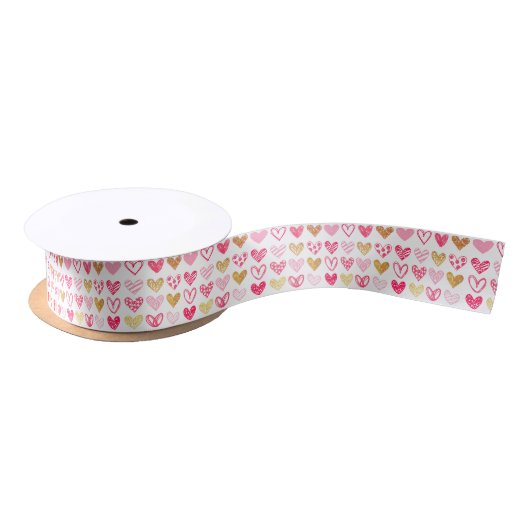 Lint - Roze en Gouden Harten  (Spoel)