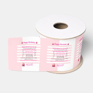 Lint Roze & Witte Streep Gelukkige Verjaardag