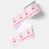 Lint Roze & Witte Streep Gelukkige Verjaardag (Achterkant)