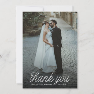 Lint Script Minimalistische Trouwfoto Bedankkaart
