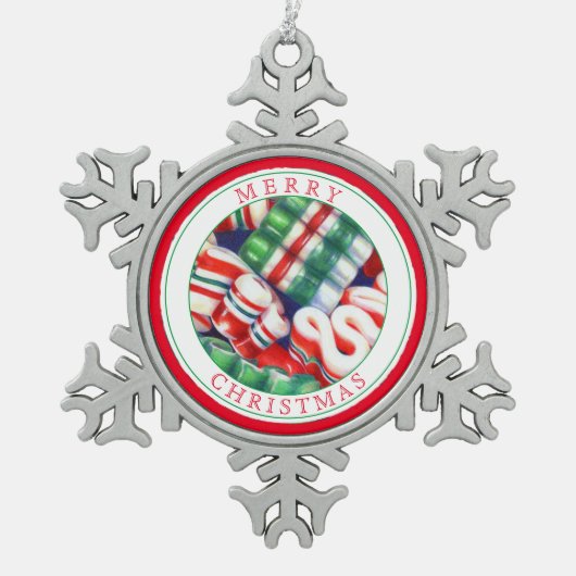 LINT SNOEP Pewter Sneeuwvlok Ornament + Tekst (Voorkant)