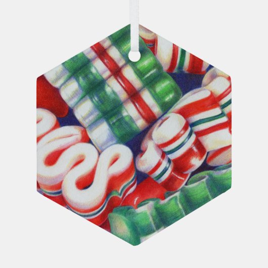 LINT SNOEPJES glas zeshoek Ornament (Achterkant)