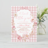 Lint Stoer Roze Strik Baby Borrel Kaart (Staand voorkant)