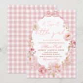 Lint Stoer Roze Strik Baby Borrel Kaart (Voorkant / Achterkant)