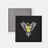 Lint tegen kinderkanker Gouden Lint Phoenix Magneet (Voorkant / Achterkant)