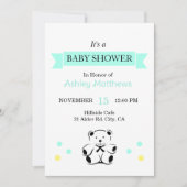 Lint Vaandel Baby Shower Teddybeer Uitnodiging (Voorkant)