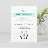 Lint Vaandel Baby Shower Teddybeer Uitnodiging (Staand voorkant)