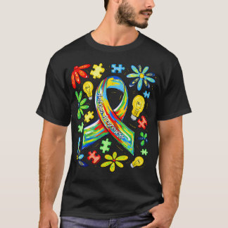 Lint voor Autisme Bewustzijn Boho Bloem Steun T-shirt