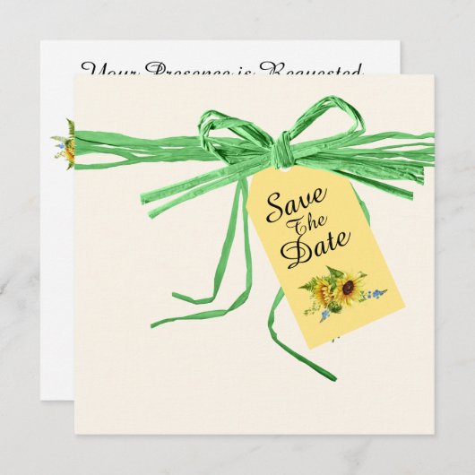 Lint voor elke gelegenheid en zonnebloemen uitnodi kaart (Voorkant / Achterkant)