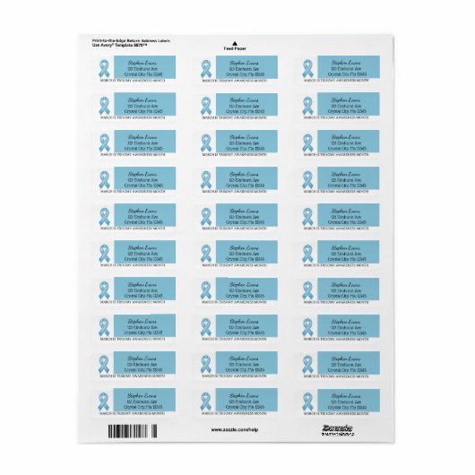 Lint voor lichtblauw bewustzijn etiket (Full Sheet)