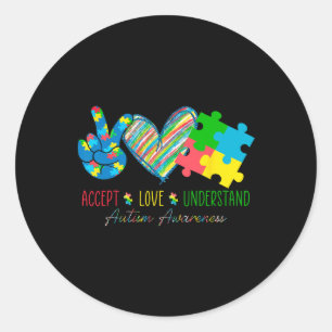 Lint Vrede Autism Acceptatie Lint Liefde Begrip Ronde Sticker