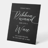 Lint Wand Wave Minimalistisch zwart-wit script Reclamebord Met Voetstuk (Voorkant)