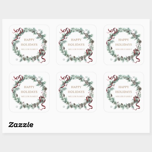 Lint Wintergroen Monogram Vierkante Sticker (Vel)