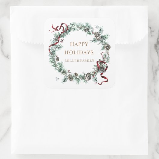 Lint Wintergroen Monogram Vierkante Sticker (Tas)