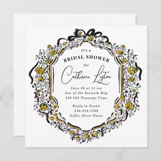  lint Zwart Geel Rose Vrijgezellenfeest Kaart (Voorkant / Achterkant)