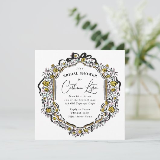  lint Zwart Geel Rose Vrijgezellenfeest Kaart (Staand voorkant)