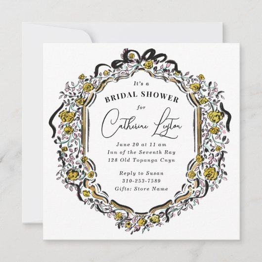  lint Zwart Geel Rose Vrijgezellenfeest Kaart (Voorkant)