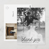 Lint Zwart Script Minimalistische Trouwfoto  Briefkaart (Voorkant / Achterkant)