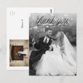 Lint Zwart Script Top Minimalistische Trouwfoto  Briefkaart (Voorkant / Achterkant)