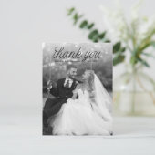 Lint Zwarte Script Top Minimalistische Trouwfoto  Briefkaart (Staand voorkant)