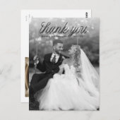 Lint Zwarte Script Top Minimalistische Trouwfoto  Briefkaart (Voorkant / Achterkant)