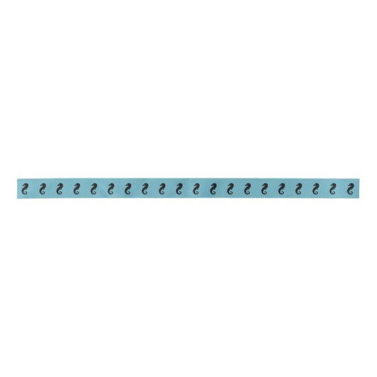 Lint - Zwarte Zeepaardjes op blauw (Voorkant)