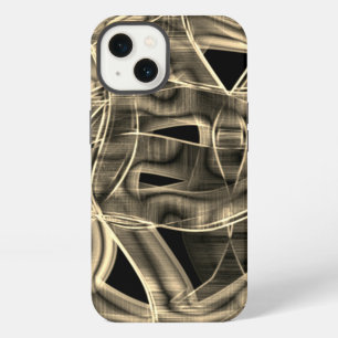 Lintachtige rondingen, reliëflijnen in khaki of be iPhone 13 hoesje