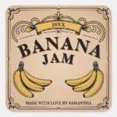 Lintbanner - Vintage Bananenjam Etiket Sticker (Voorkant)