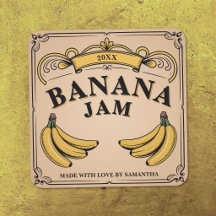Lintbanner - Vintage Bananenjam Etiket Sticker