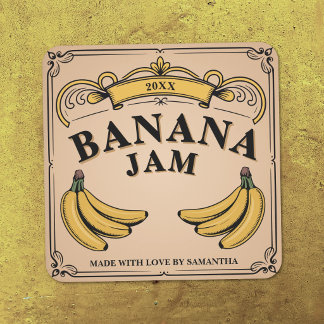 Lintbanner - Vintage Bananenjam Etiket Sticker