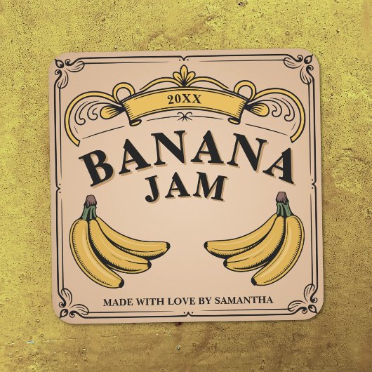 Lintbanner - Vintage Bananenjam Etiket Sticker