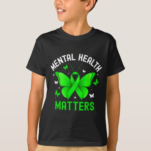 Lintbewustzijn vlinder lint groen t-shirt (Voorkant)