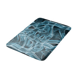 Lintcurven, blauw neon met reliëf en overlapping badmat