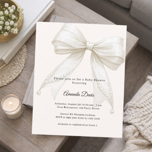 Lintel ivoor parels luxe Baby Shower uitnodiging