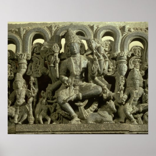 Lintel met afbeelding van de Trinity: Siva, Brahma Poster (Voorkant)