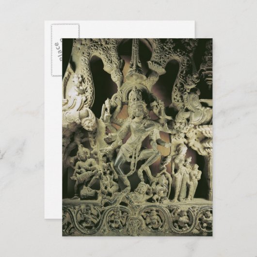 Lintel met Shiva Nataraja, Kakatiya dynasty Briefkaart (Voorkant / Achterkant)