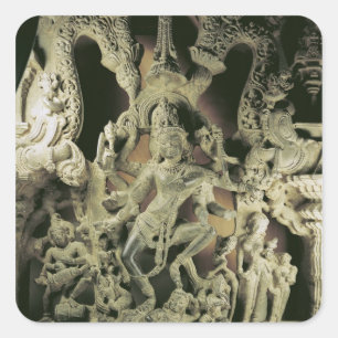 Lintel met Shiva Nataraja, Kakatiya dynasty Vierkante Sticker
