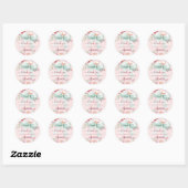 Lintel roze salie groene bloemen hart dank je ronde sticker (Vel)