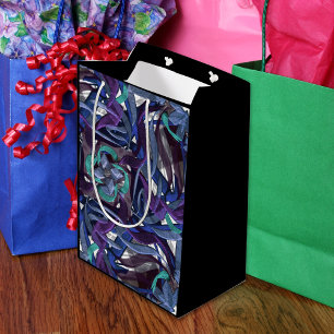 Linten blauw, Paarse, Aqua Medium Cadeauzakje