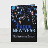 linten bokeh lampjes nieuwjaar party groet kaart (Voorkant)