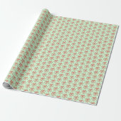 Linten Boog Doodle KERST Feestdag Mint Rood Cadeaupapier (Uitgerold)