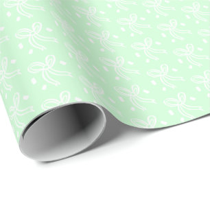 Linten Boog Doodle KERST Feestdag Mint Wit Cadeaupapier