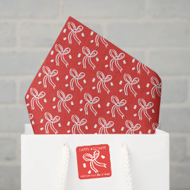 Linten Boog Doodle KERST Feestdag Rood Wit Tissuepapier