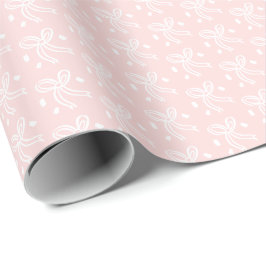 Linten Boog Doodle KERST Feestdag Roze Wit Cadeaupapier