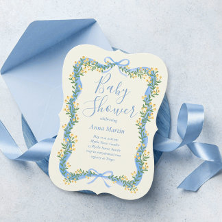 Linten Boog en Groene Baby Shower Uitnodiging