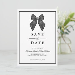Linten Boog Klassieke Zwarte & Witte Trouw  Save The Date