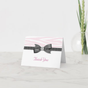 Linten Boog Roze Zebra Dankkaartjes Bedankkaart