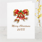 Linten en Bellen Kerstkaart Kaart (Gele Bloem)