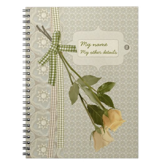 linten en hangende rozen CC0833 Romantische retro Notitieboek (Voorkant)